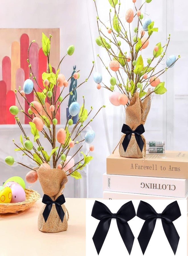 STSTR 15PCS Self-Adhesive Black Bow Decor, 2.5" Premade Satin Ribbon Bow, Soft Small Craft Bowknots for Present Wrapping, Cute Cake Bows for Wedding Birthday Party Decoration - Black - Image 5